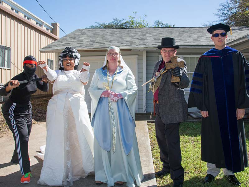English faculty dress up for a department event