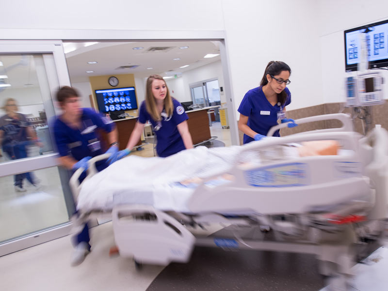 Students during a nursing simulation