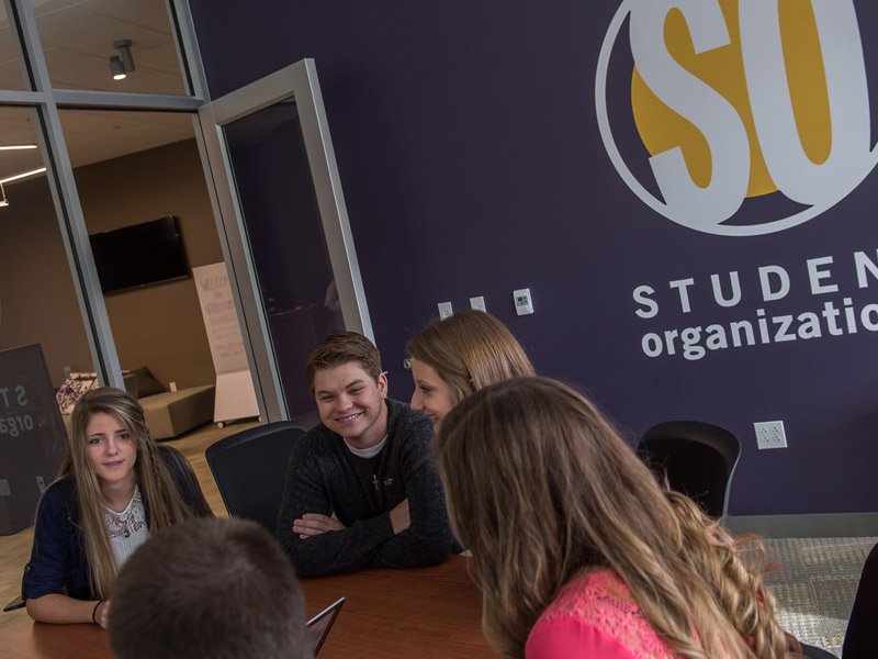 Students meet in the Student Organizations Office in Bawcom Student Union